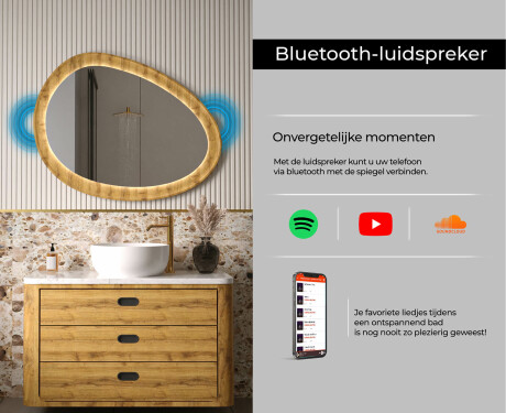 Onregelmatige spiegel in een eikenhouten lijst met LED-verlichting #7