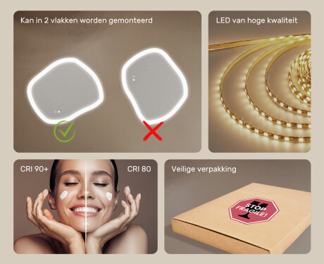 Badkamerspiegel met verlichting, dubbele kleurtemperatuur, touch-schakelaar, verwarmingsmat #6