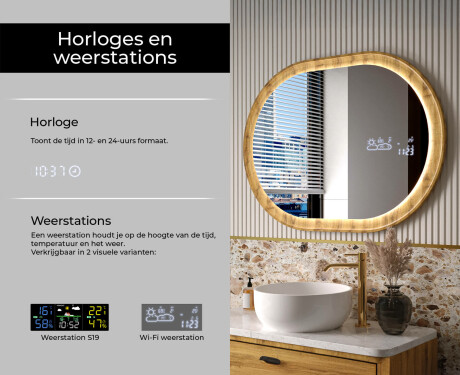 Ovale spiegel in een eikenhouten lijst met LED-verlichting #6