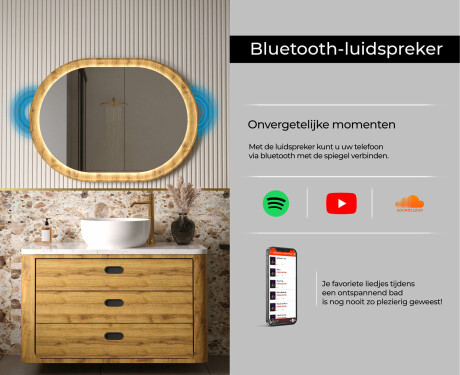 Ovale spiegel in een eikenhouten lijst met LED-verlichting #7