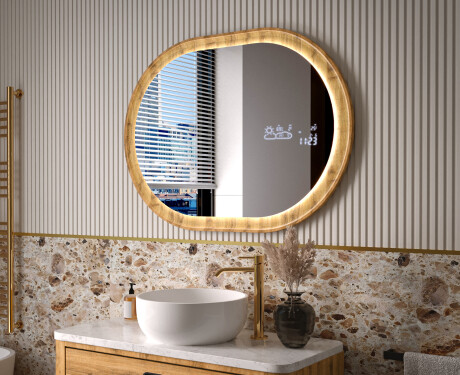 Ovale spiegel in een eikenhouten lijst met LED-verlichting #9