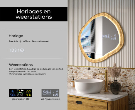 Decoratieve spiegel in een eikenhouten lijst met LED-verlichting #6