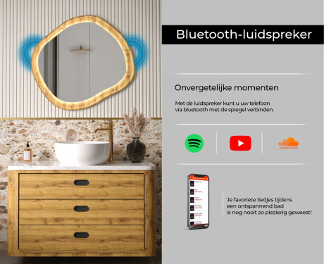 Decoratieve spiegel in een eikenhouten lijst met LED-verlichting #7