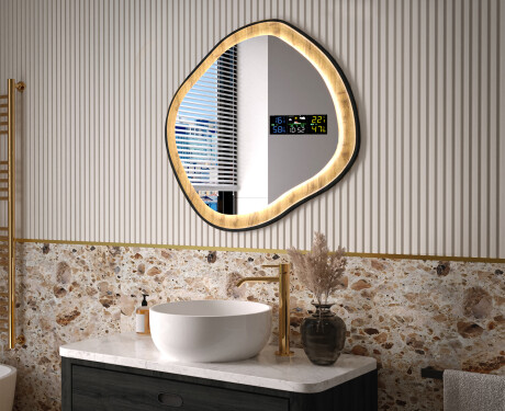 Decoratieve spiegel in een eikenhouten lijst met LED-verlichting #9