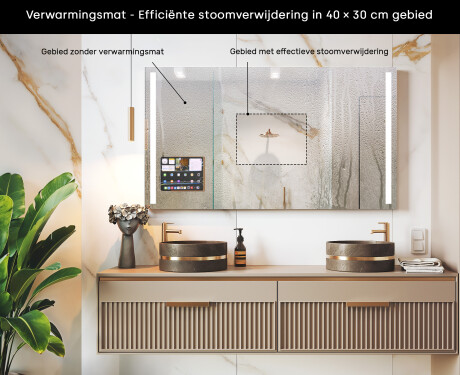 Slimme Rechthoekige LED Badkamerspiegel met iPad Displine L02 Apple Frame #7