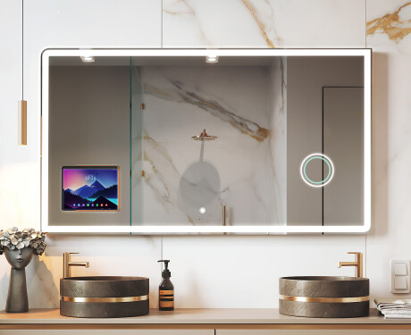 Afgeronde Moderne LED Spiegel met iPad Displine L146 Frame