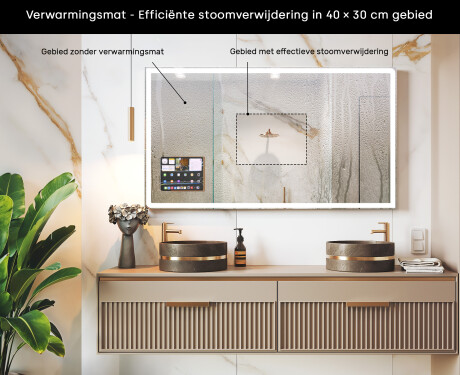 Afgeronde Moderne LED Spiegel met iPad Displine L146 Frame #7