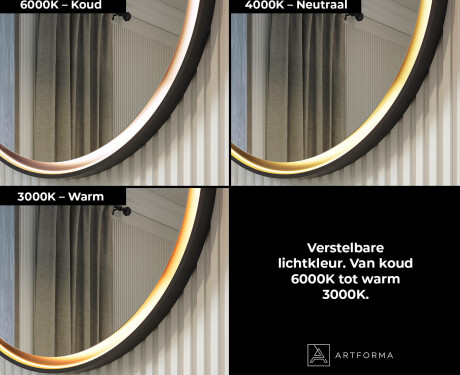 Ronde spiegel in een metalen frame met LED-verlichting #3