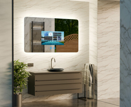 Slimme Afgeronde LED Badkamerspiegel SmartScreen 21,5”