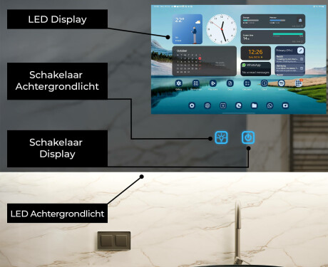 Slimme Afgeronde LED Badkamerspiegel SmartScreen 21,5” #2