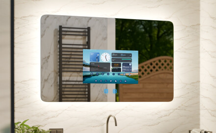 Slimme Afgeronde LED Badkamerspiegel SmartScreen 21,5”