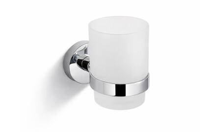 CLASSIC - Houder met beker / chroom, mat glas