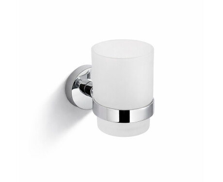 CLASSIC - Houder met beker / chroom, mat glas