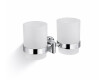 CLASSIC – Houder met twee bekers / chroom, mat glas