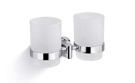 CLASSIC – Houder met twee bekers / chroom, mat glas