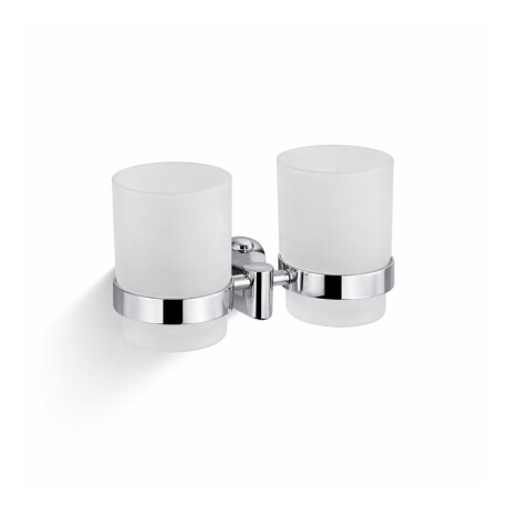 CLASSIC – Houder met twee bekers / chroom, mat glas #1