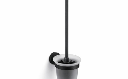 CLASSIC - Hangende toiletborstel / mat glas / mat zwart
