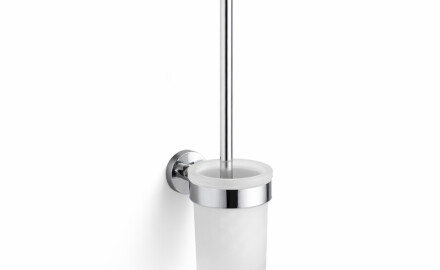 CLASSIC - Hangende toiletborstel / matglazen houder / chroom
