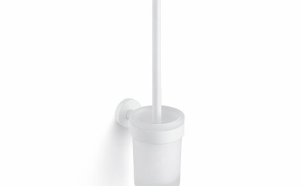 CLASSIC - Hangende toiletborstel / matglazen houder / matwit