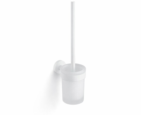 CLASSIC - Hangende toiletborstel / matglazen houder / matwit