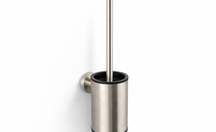 CLASSIC – Lage hangende toiletborstel / metalen houder, kunststof opzetstuk / geborsteld staal