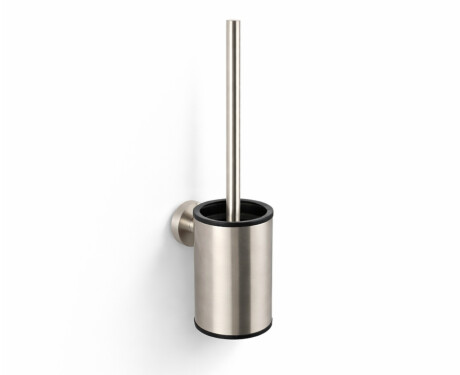 CLASSIC – Lage hangende toiletborstel / metalen houder, kunststof opzetstuk / geborsteld staal