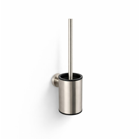 CLASSIC – Lage hangende toiletborstel / metalen houder, kunststof opzetstuk / geborsteld staal #1