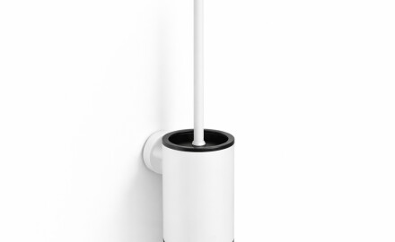 CLASSIC – Lage hangende wc-borstel / metalen houder, kunststof opzetstuk / matwit