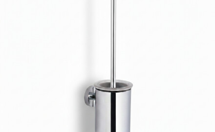 CLASSIC – Lage hangende wc-borstel / metalen houder, glazen opzetstuk / chroom