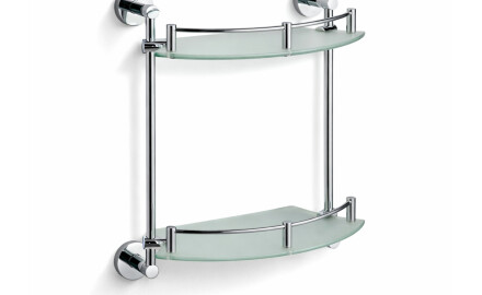 CLASSIC - Halfronde dubbele plank / chroom, mat glas