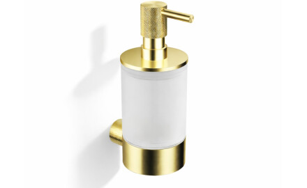 MEGAN - Dispenser voor vloeibare zeep / geborsteld champagnekleurig goud, mat glas