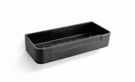 Mand 29x12x5,5 met trekkoord / matzwart / zwarte kunststof binnenbak