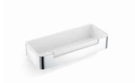 Mand 29x12x5,5 met trekkoord / gepolijst staal / witte kunststof binnenbak