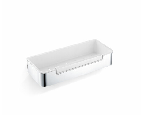 Mand 29x12x5,5 met trekkoord / gepolijst staal / witte kunststof binnenbak