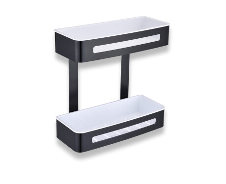 Dubbele mand / matzwart / witte kunststof inzetstukken