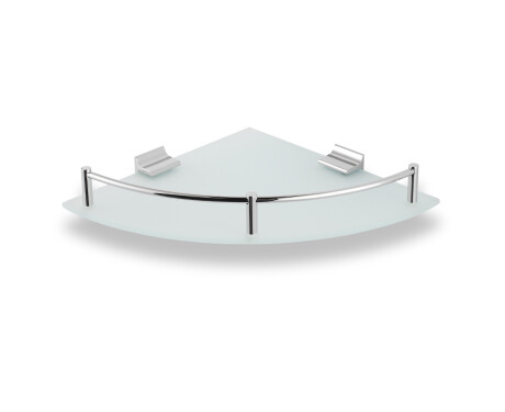 Hoekplank 23x23 / mat glas / chroom