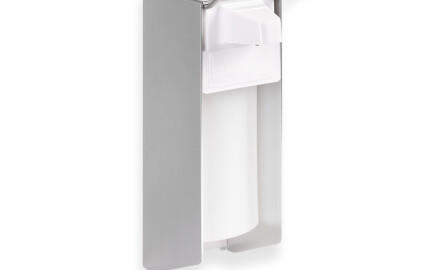 Dispenser voor desinfectievloeistof 0,5 l met elleboogknop / mat aluminium