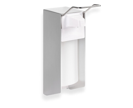 Dispenser voor desinfectievloeistof 0,5 l met elleboogknop / mat aluminium