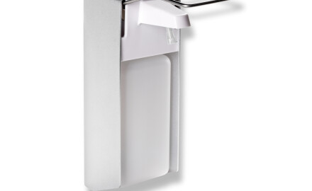 Dispenser voor desinfectievloeistof 1,0 l met elleboogknop / mat aluminium