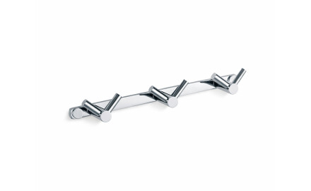 Rail - 3 dubbele handdoekhaken / chroom