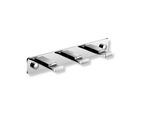 Lijst - 3 platte handdoekhaken / chroom