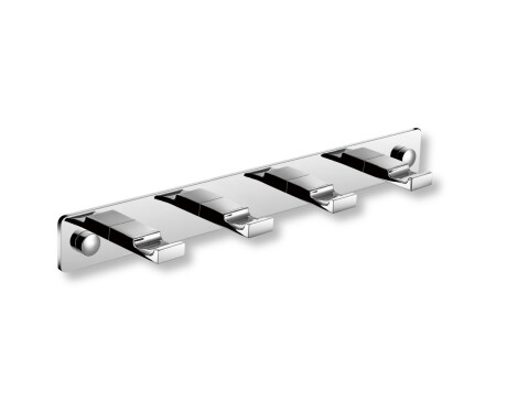 Lijst - 4 platte handdoekhaken / chroom