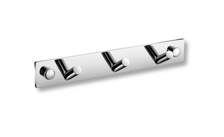 Lijst - 3 schuine handdoekhaken / chroom