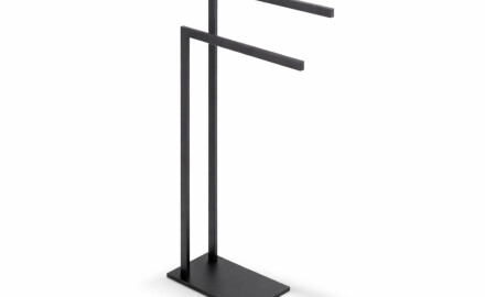 Handdoekenrek voor 2 handdoeken / rechthoekig profiel en voet / matzwart