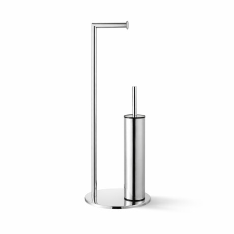 Houder voor toiletpapier en toiletborstel / rond profiel en ronde voet / gepolijst staal #1