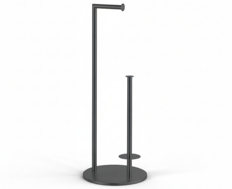 Toiletpapierhouder + reserverollen / rond profiel en ronde voet / matzwart