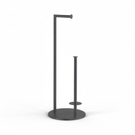 Toiletpapierhouder + reserverollen / rond profiel en ronde voet / matzwart #1
