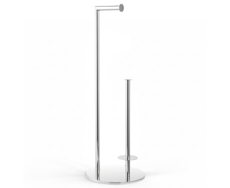 Toiletpapierhouder + reserverollen / rond profiel en ronde voet / gepolijst staal