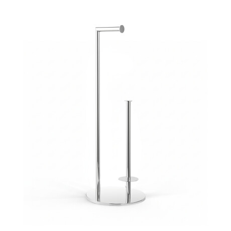 Toiletpapierhouder + reserverollen / rond profiel en ronde voet / gepolijst staal #1