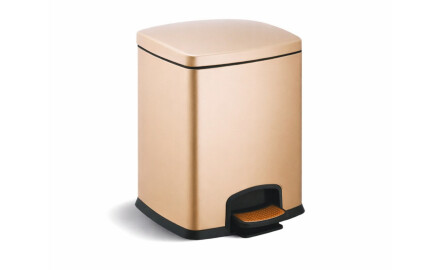PREMIUM rechthoekige pedaalemmer 5 L, soft close / champagne